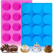Maclia 2 PCS Round Chocolate Cookie Molds, Cylinder Silicone Mold, Perfect for Chocolate Covered Oreos, Cake, Candy, Pudding, Mini Soap