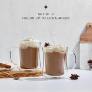 Maclia 2-PCS Double Wall Glass Coffee Mugs - 13.5oz Diner Coffee Mug Set of 2 Glass Coffee Cups. Insulated Coffee Mug, Cappuccino Cup, Latte Cup. Glasses That Don't Sweat, Clear Mugs for Hot Beverages.